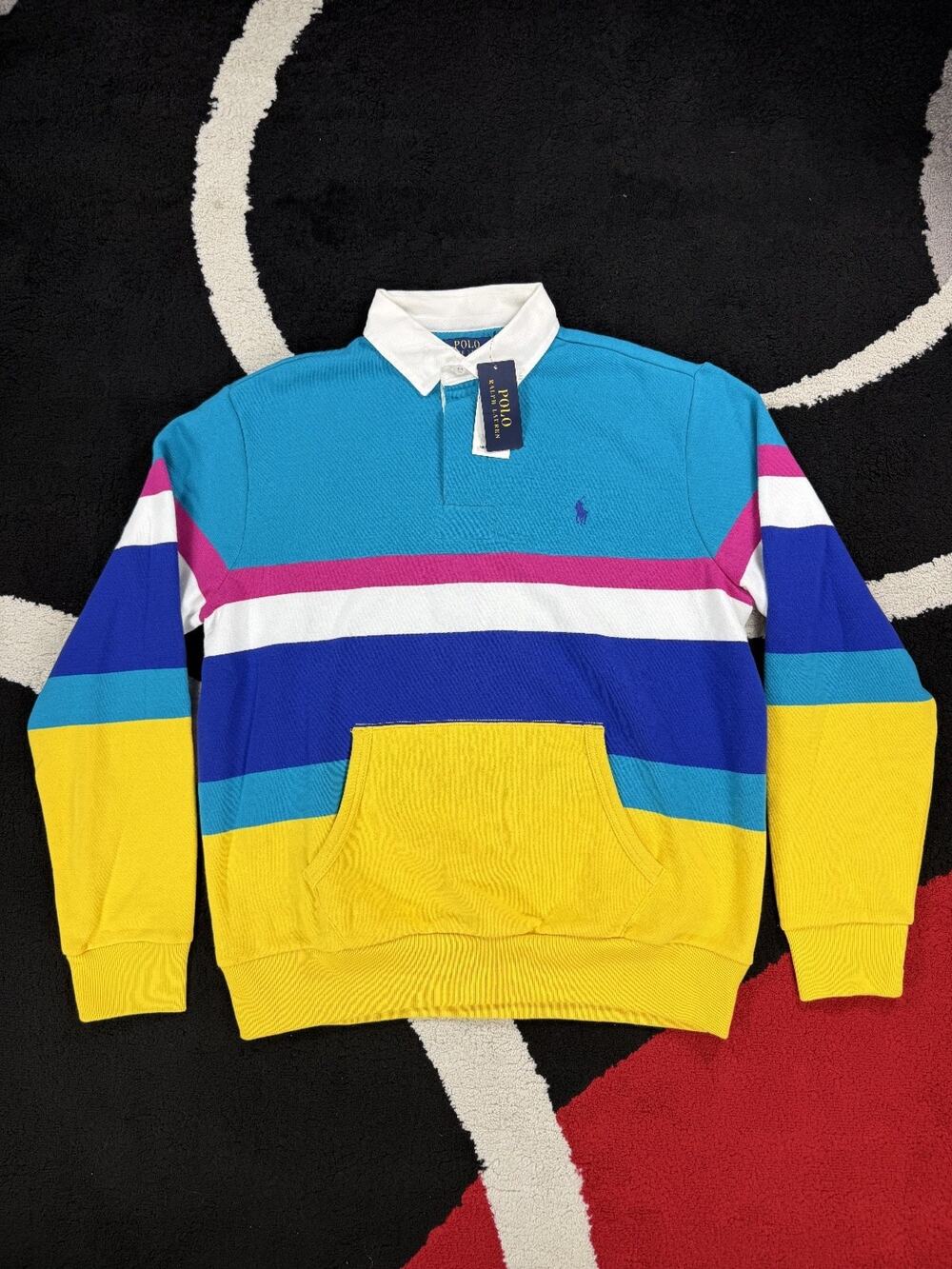 Polo Ralph Lauren Mens Colorblock Long Sleeve Rugby Fleece Sweatshirt $168